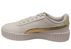 Puma Carina 3.0 Metallic Whisper Womens Casual Shoes White Gold