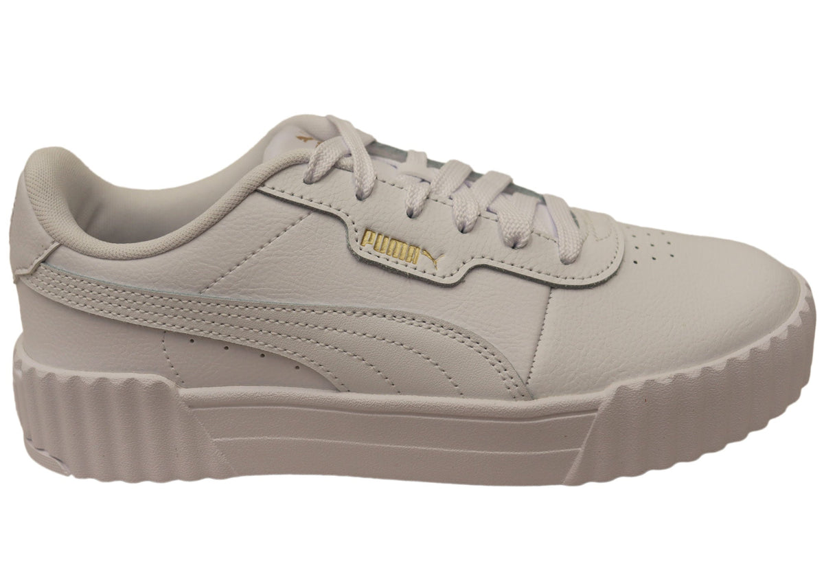 Puma Carina 3.0 Womens Leather Lace Up Casual Shoes White