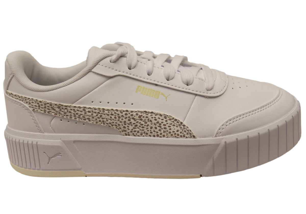 Puma Carina Mia Topcat Womens Lace Up Casual Shoes White Frosted Ivory