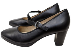 Caprice Beatrix Womens Comfortable Wide Fit Leather Heels Pumps