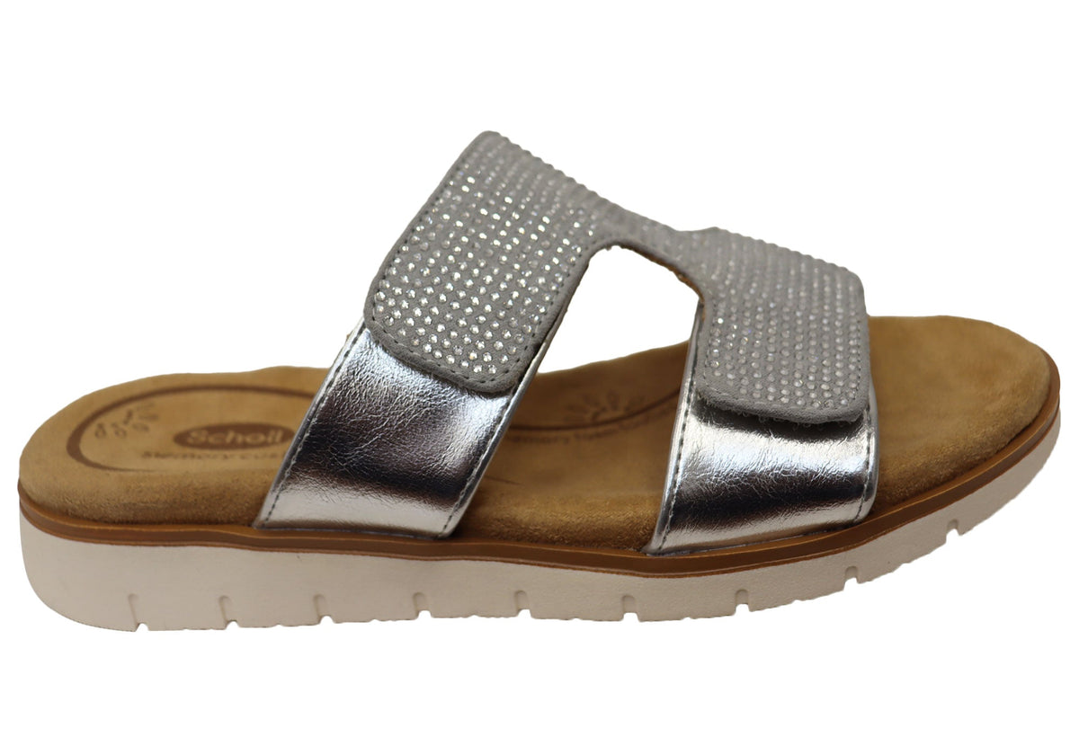 Scholl Orthaheel Nola Womens Comfortable Adjustable Slides Sandals