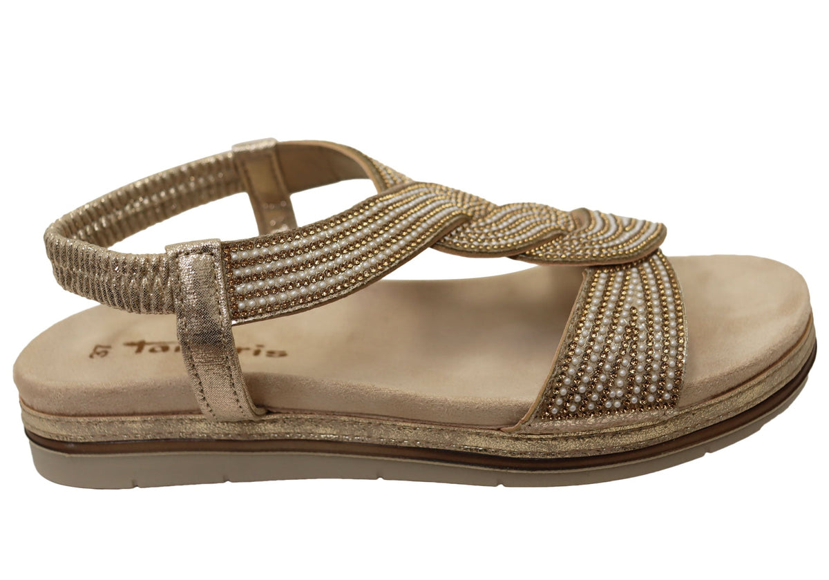 Tamaris Deedee Womens Low Wedge Sandals With Comfortable Footbed