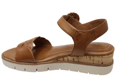 Tamaris Drewberry Womens Comfortable Leather Low Wedge Sandals