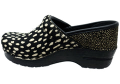 Dansko Womens Professional Haircalf Spotted Leather Clogs Shoes