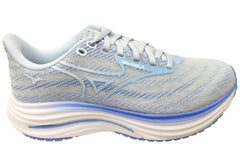 Mizuno Womens Wave Rider 29 D Wide Width Running Shoes Grey Blue