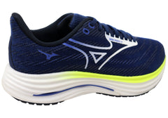 Mizuno Mens Wave Rider 29 Running Shoes 2E Wide Fit Estate Blue White