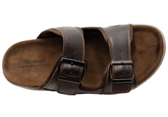 Mironneli Boardwalk Mens Leather Comfortable Slide Sandals