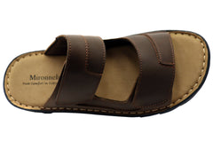 Mironneli Frontier Mens Leather Comfortable Adjustable Slide Sandals