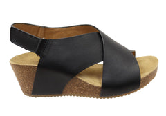 Comfortiva Eva Womens Comfort Footbed Wide Fit Leather Wedge Sandals