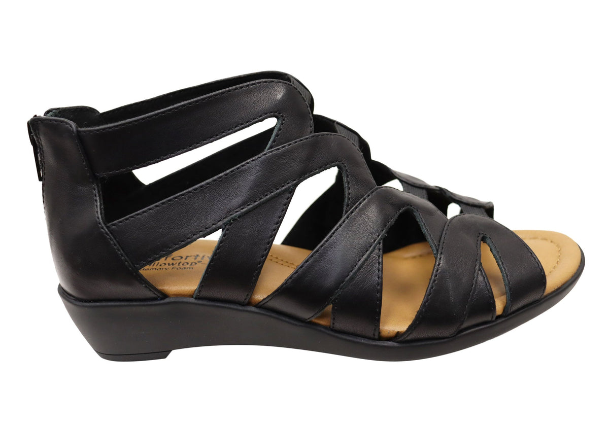 Comfortiva Eternia Womens Comfort Footbed Wide Fit Leather Sandals