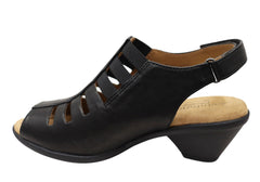 Comfortiva Faye Womens Comfort Footbed Leather Heeled Wide Fit Sandals