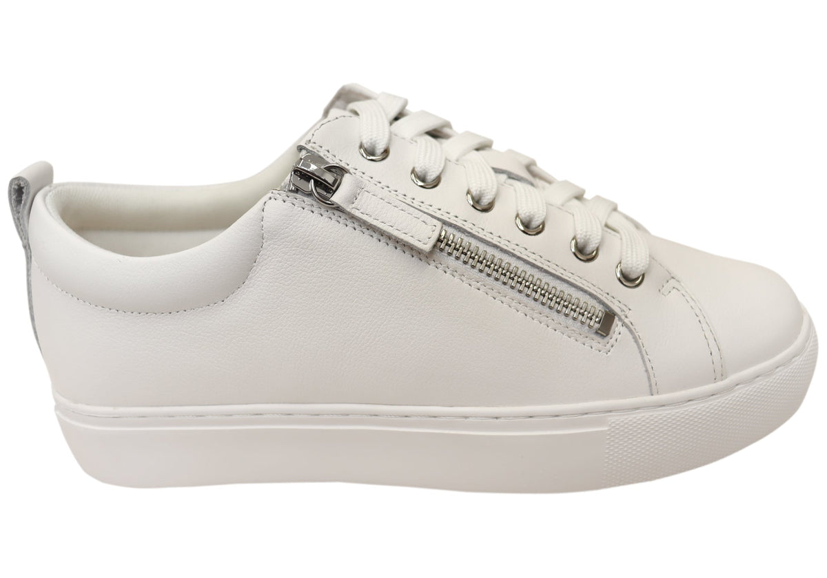 Florsheim Womens Comfortable Leather Sabrina Lace To Toe Sneakers