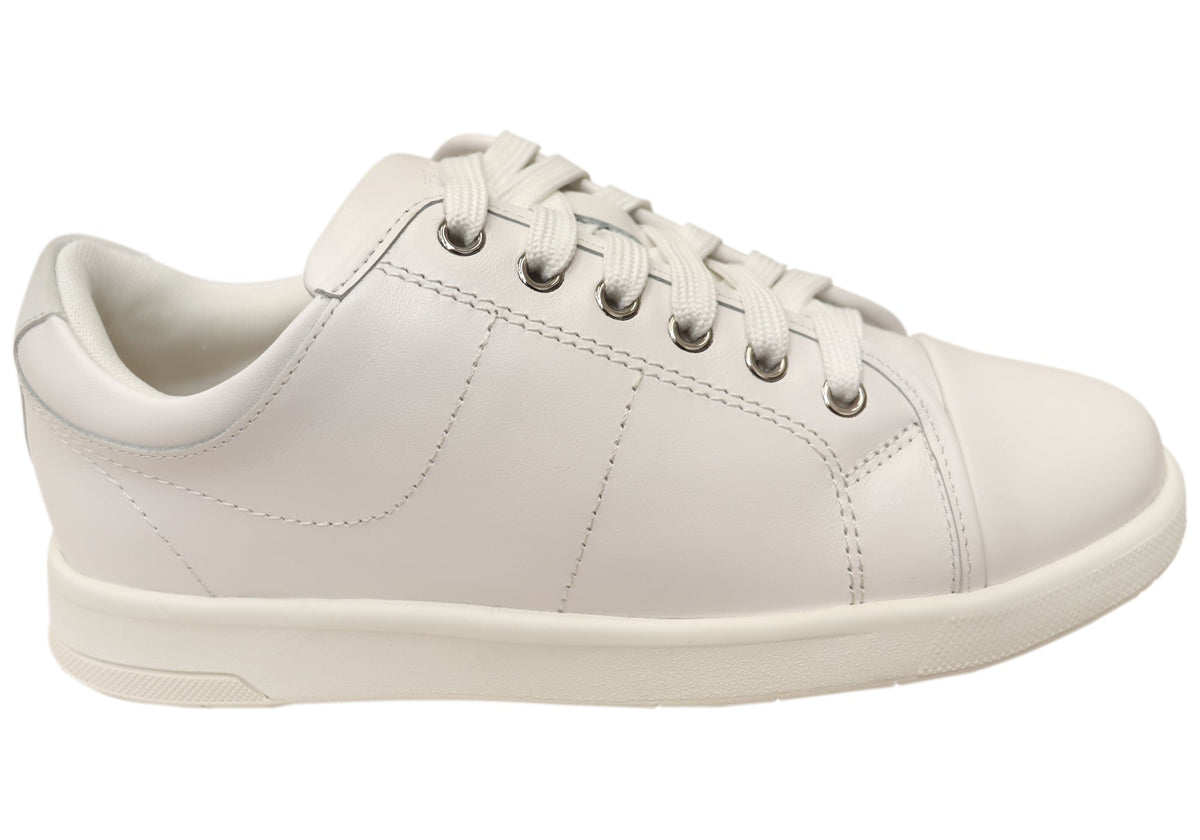 Florsheim Womens Comfortable Leather Crossover Cap Cap Toe Sneakers