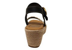 Sofft Inez Womens Leather Wedge Sandals With Comfortable Footbed