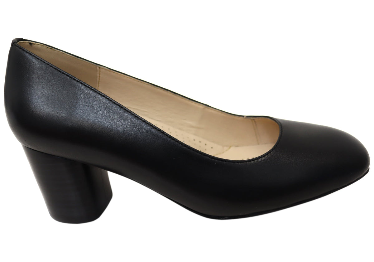 Florsheim Womens Comfortable Leather Loretta Square Toe Block Heels
