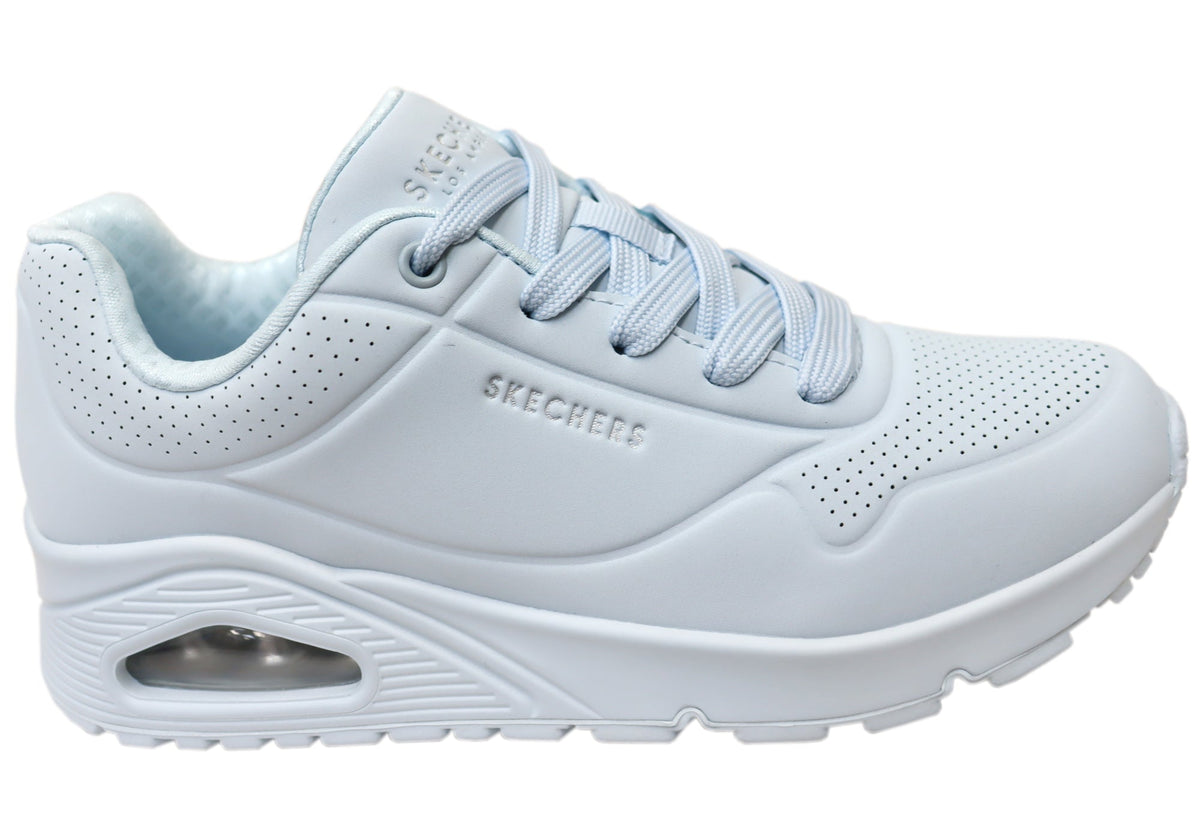 Skechers Womens Uno Stand on Air Comfortable Shoes Light Denim