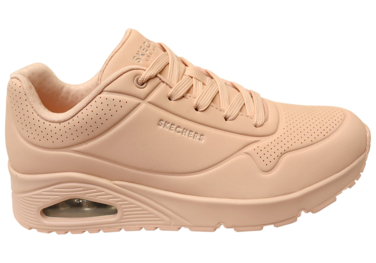 Skechers Womens Uno Stand on Air Comfortable Shoes Light Pink