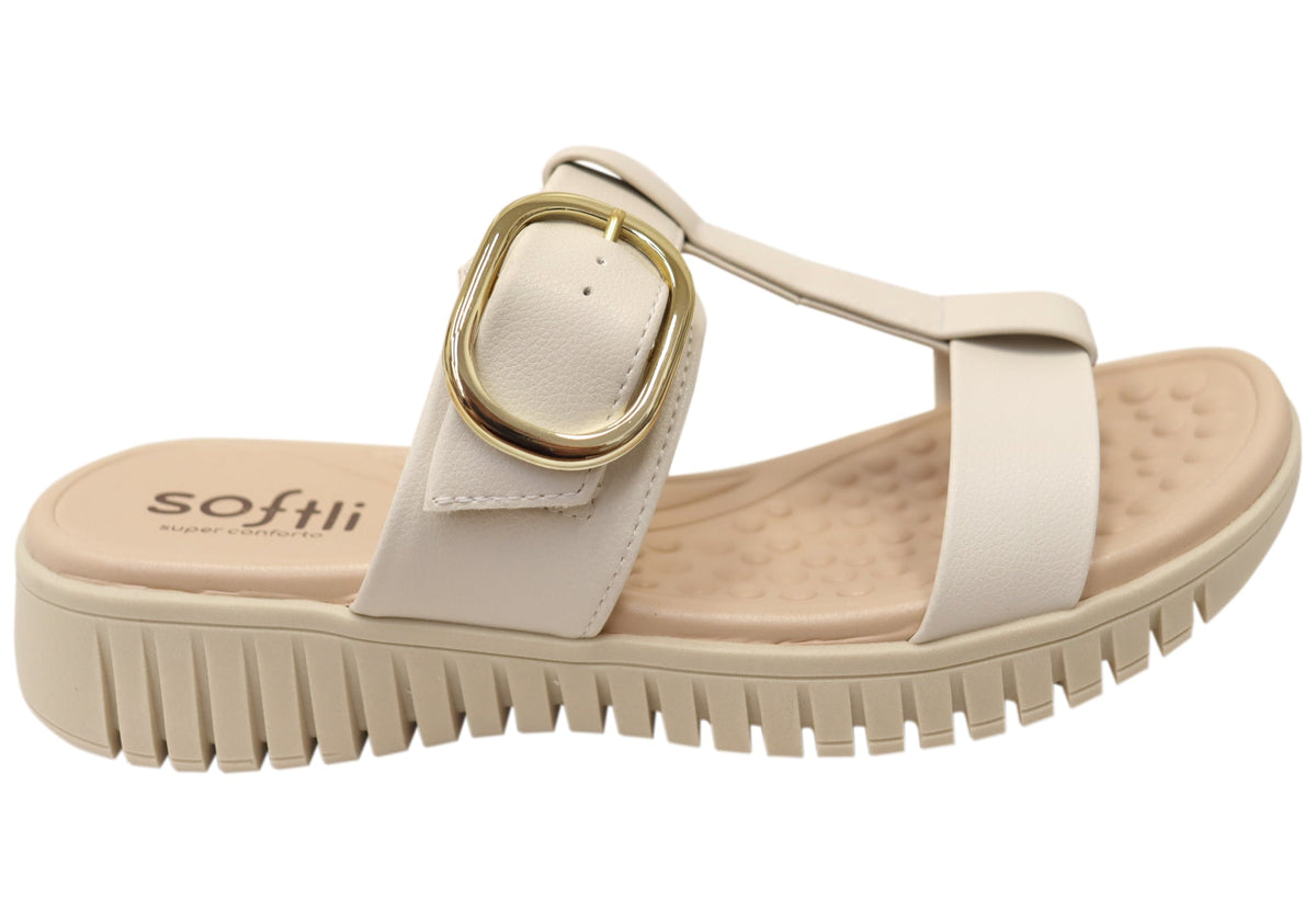 Softli Lorrie Womens Brazilian Slides Sandals With Comfort Footbed