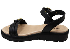 Softli Ebony Womens Brazilian Sandals With Comfortable Footbed