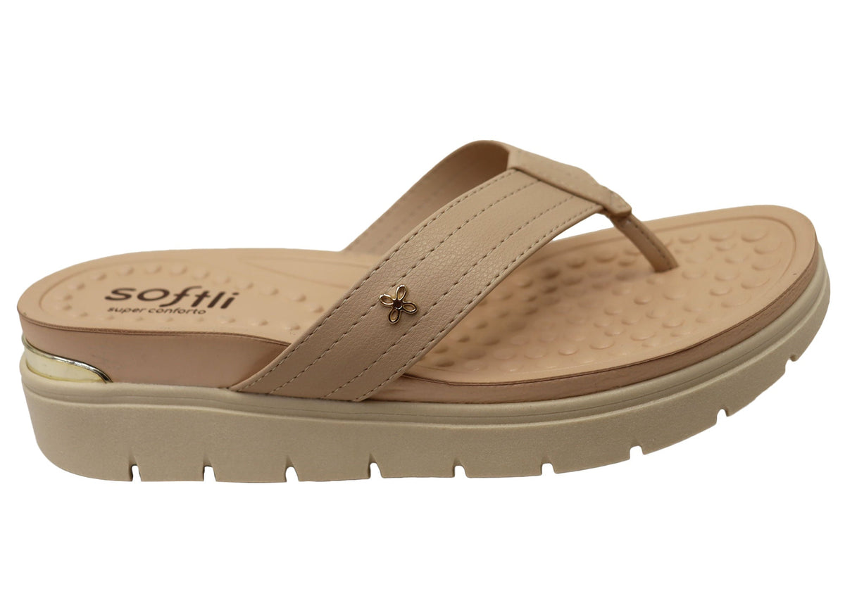 Softli Cassie Womens Brazilian Thongs Sandals With Comfortable Footbed