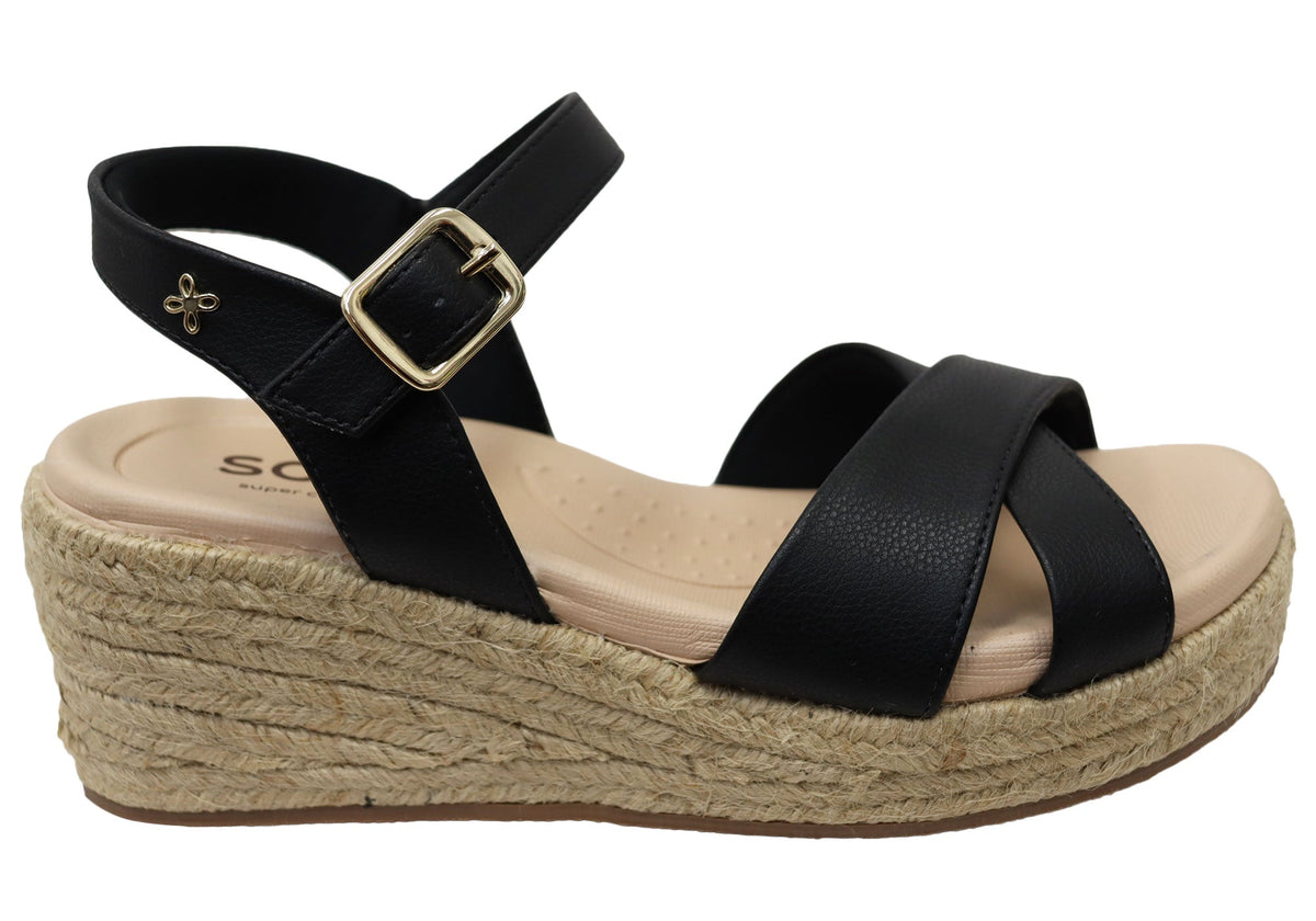 Softli Cascade Womens Comfortable Footbed Espadrille Wedge Sandals