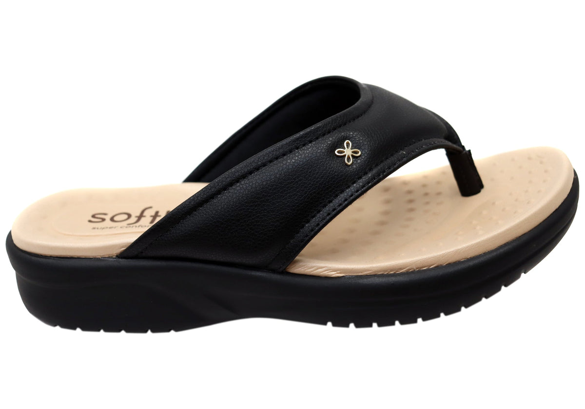 Softli Teagan Womens Brazilian Thongs Sandals With Comfortable Footbed