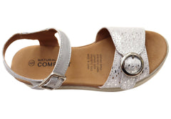 Natural Comfort French Womens Comfortable Leather Sandals Silver