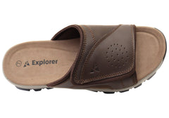 Explorer Jacob Mens Comfortable Leather Slides Sandals