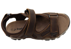 Explorer Nick Mens Comfortable Leather Adjustable Strap Sandals