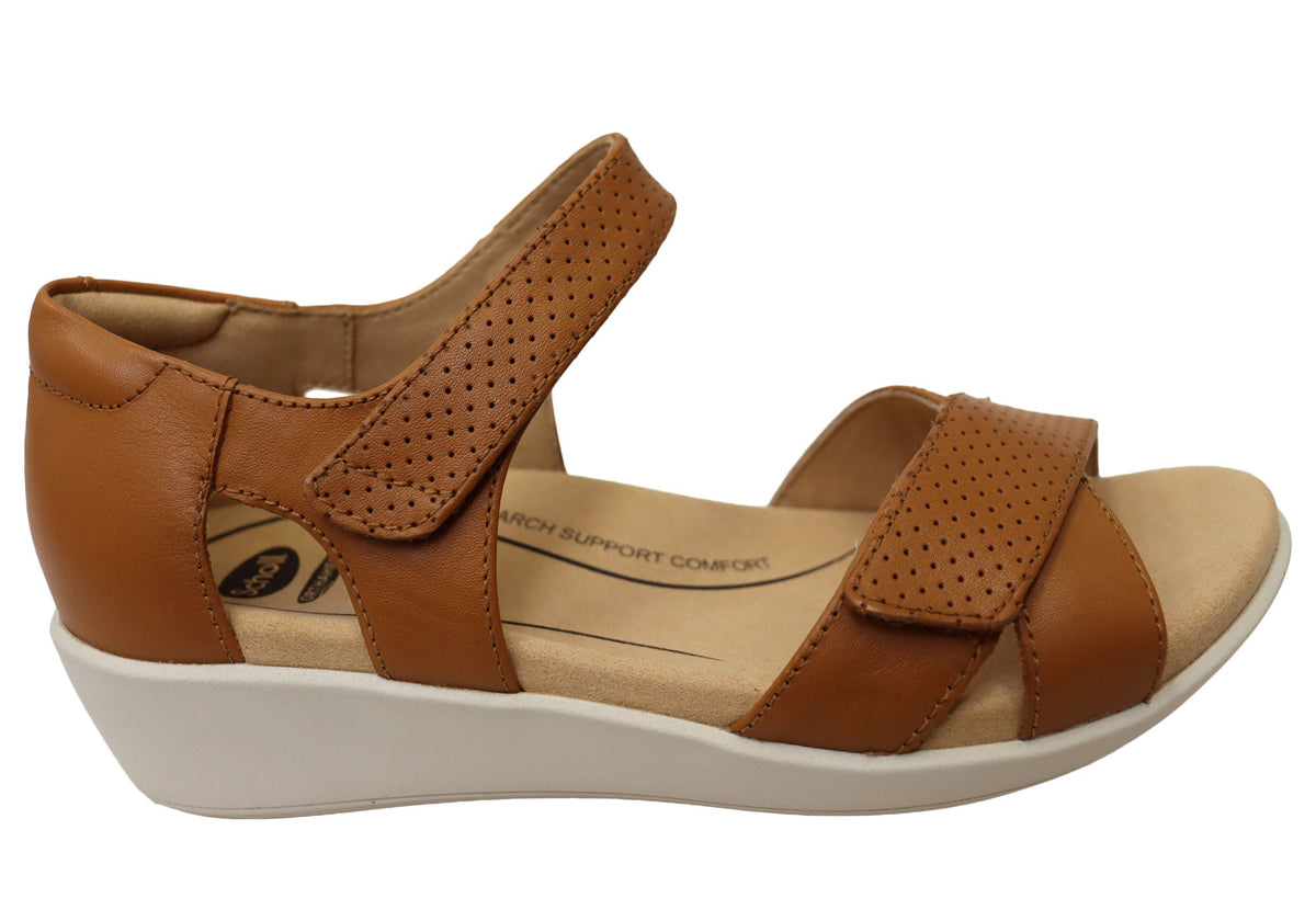 Scholl Orthaheel Taytay Womens Comfortable Supportive Leather Sandals