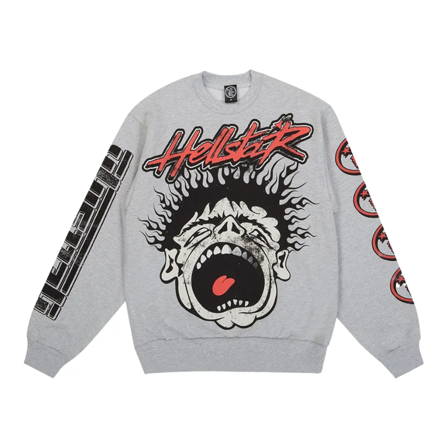 Hellstar Records Sweatshirt Grey