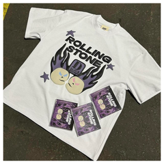 D Block Europe x Broken Planet Market Rolling Stone T-Shirt - Snow White