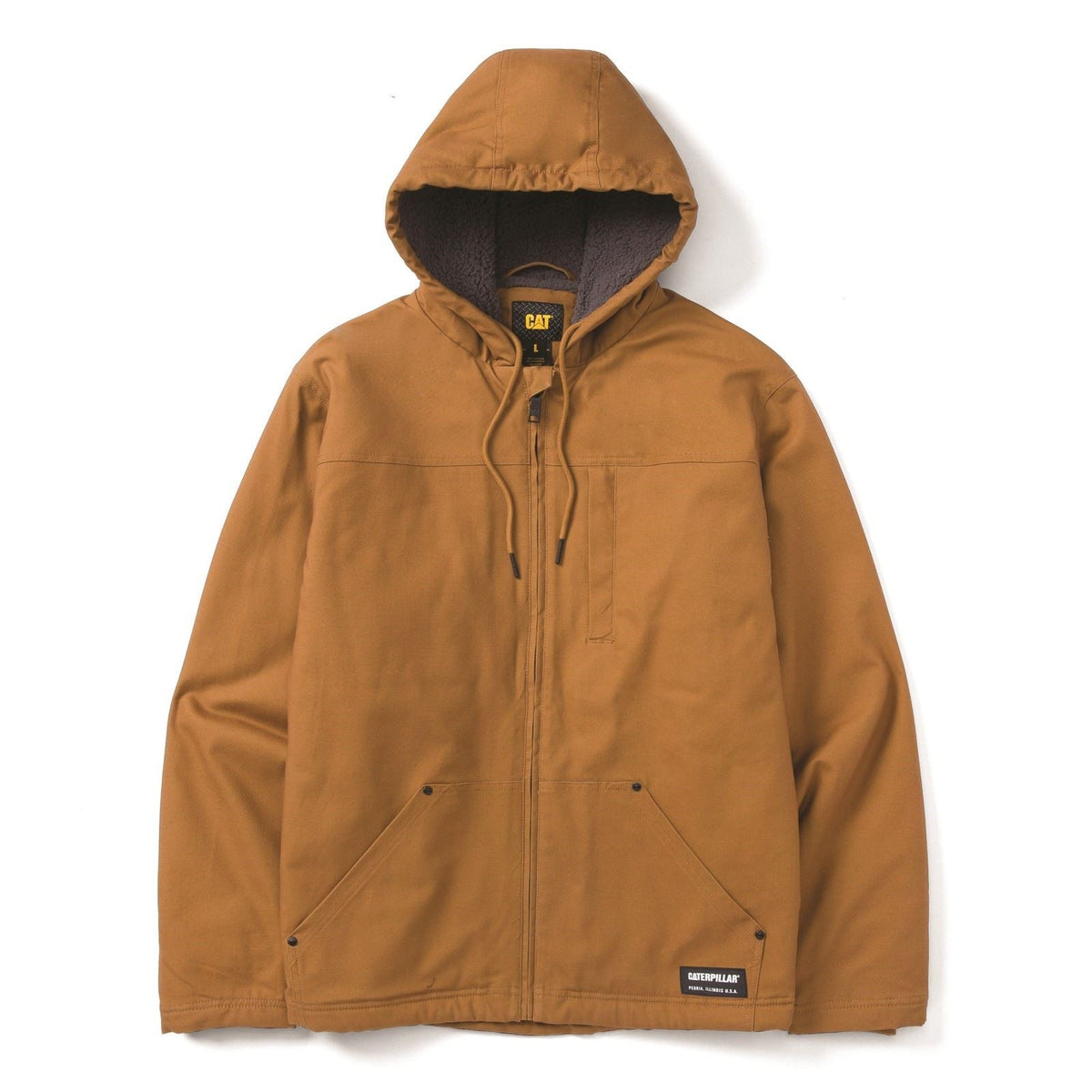 Caterpillar Hooded Sherpa Lined Men's Bronze Fleece Jacket