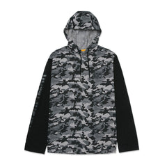 Caterpillar Hooded Long Sleeve Cotton Men's Grey T-Shirt