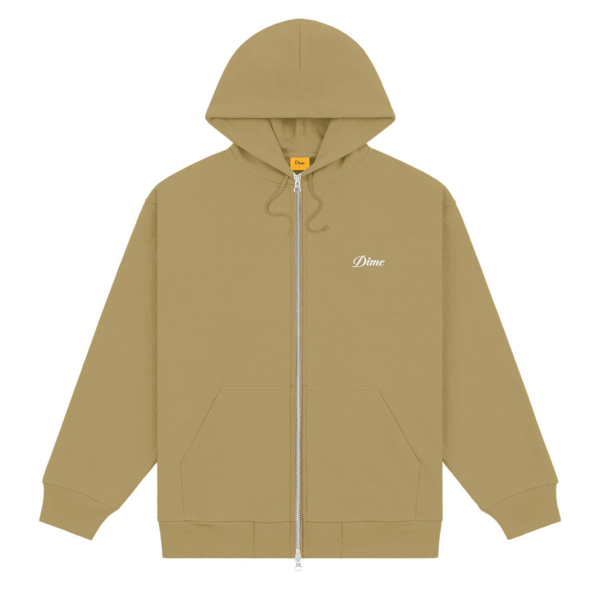 Dime Men Cursive Small Logo Zip-Hoodie Oak