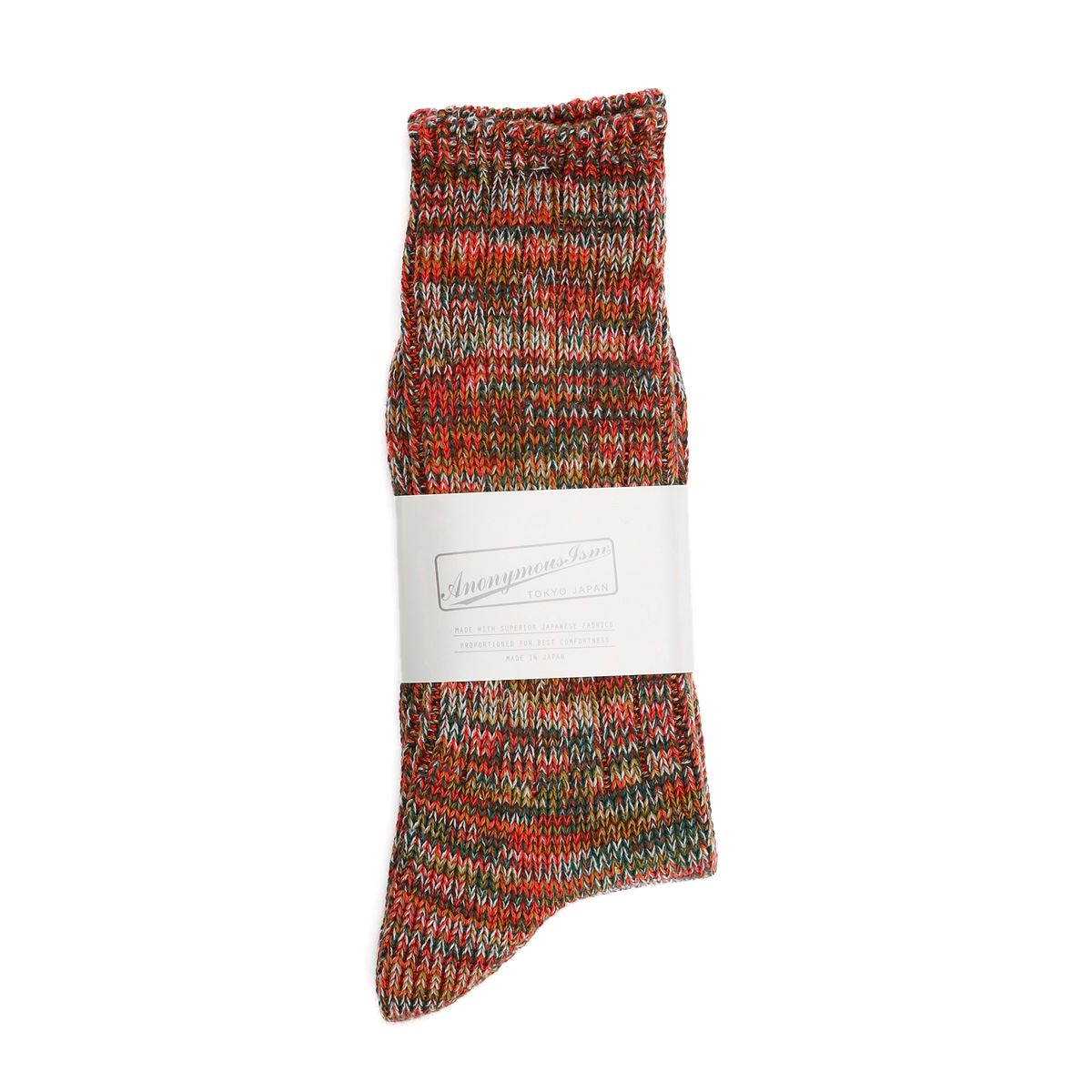 Anonymous Ism 5 Colour Mix Crew Cotton Men's Red Socks