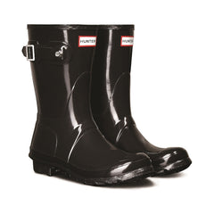 Hunter Womens  Gloss Black Original Short Wellington Boots