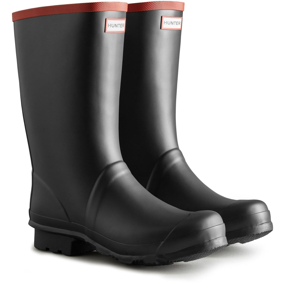 Hunter Unisex Black Argyll Short Knee Wellington Boots