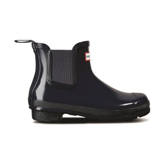Hunter Womens Gloss Navy Original Chelsea Boots
