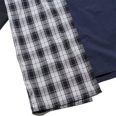 LAKH Paneled Patchwork Long Shirt Navy